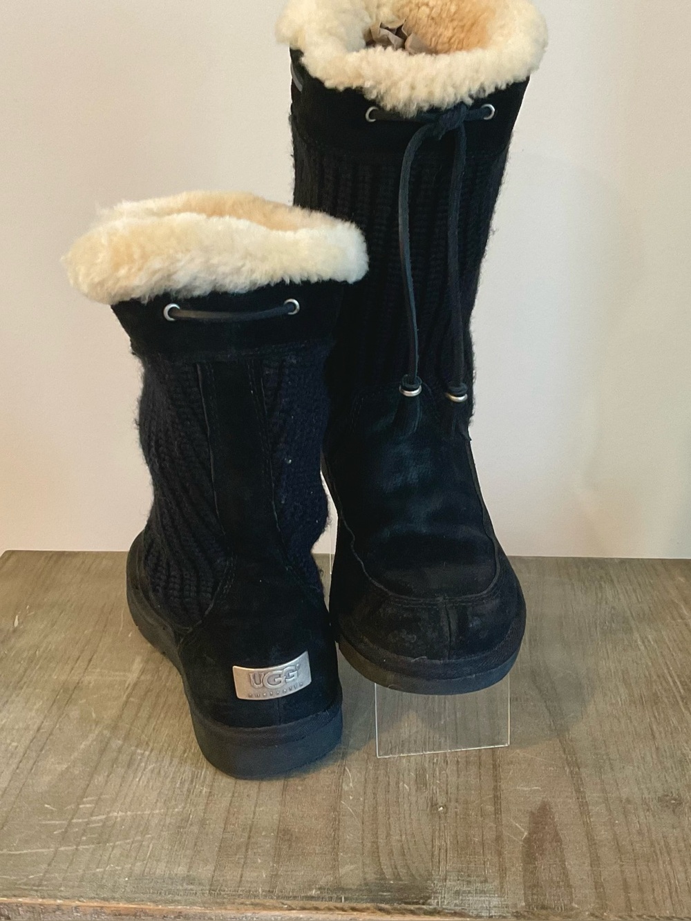 UGG Fuzzy Ribbed Moccasin Boots